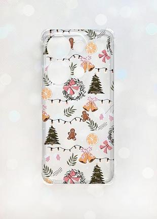 Чехол с утолщёнными углами на xiaomi redmi note 13 pro 4g новогодний фон (принт 425)