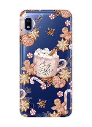Прозрачный чехол на samsung galaxy a10 (2019) a105 новогодний фон (принт 426)