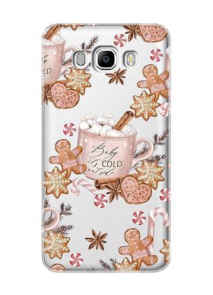 Прозрачный чехол на samsung galaxy j7(2016) j710 новогодний фон (принт 426)