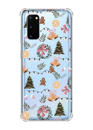 Чохол із потовщеними кутами на samsung galaxy s20 plus новорічний фон (принт 425)