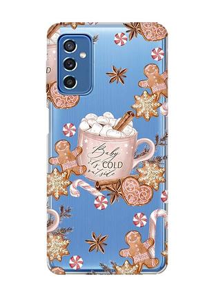 Прозорий чохол на samsung galaxy m52 новорічний фон (принт 426)
