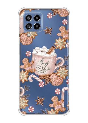 Чехол с утолщёнными углами на samsung galaxy m53 (m536) 5g новогодний фон (принт 426)