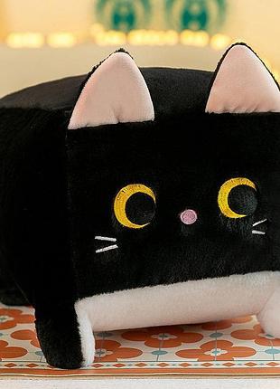 Іграшка котокуб дитячий 40см .м'яка плюшева іграшка подушка чорний кіт, м'який квадратний кіт