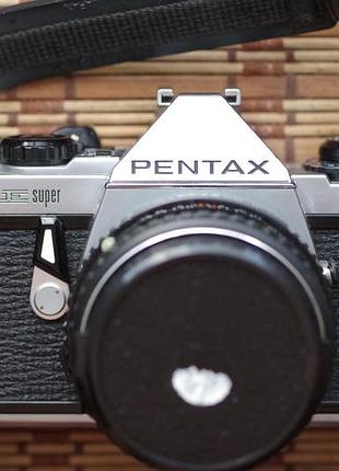 Фотоаппарат pentax me super + smc pentax-m 50mm 1.7 с крышкой и ремнем