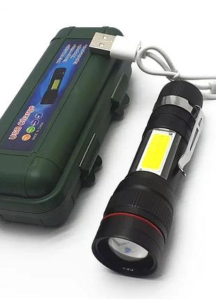 Ручной led фонарь cop micro usb 2 в 1 карманный xpe+cob 6991