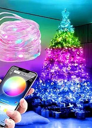 Гирлянда белая светодиодная led нить капля росы usb с пультом ду 10 метров