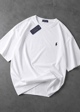 Футболка polo ralph lauren белая, оверсайз футболка поло ральф лорен, базовая оверсайз футболка polo xl