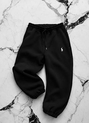 Спортивные штаны polo ralph lauren черные, широкие черные штаны поло на лето, стильные хлопковые штаны поло ральф лорен