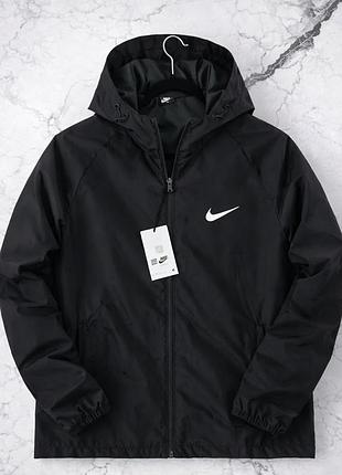 Ветровка nike черная мужская, куртка найк легкая водонепроницаемая, черная ветровка плащевка s