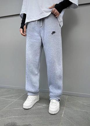 Широкі спортивні штани nike для чоловіків, сірі спортивки найк на літо, молодіжні прямі штани найк для хлопця