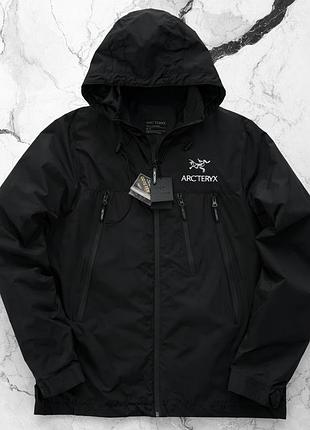 Вітровка чорна gore-tex, куртка гортекс весняна, вітровка чорна водонепроникна з капюшоном xl