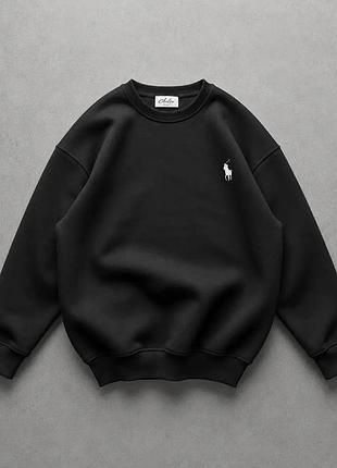 Світшот polo ralph lauren чорний, oversize світшот поло ральф лорен, базова чоловіча кофта з бавовни l