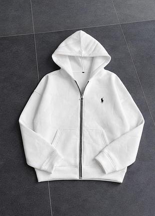 Зіп-худі polo ralph lauren, біла зіпка polo на весну, бавовняна кофта поло ральф лорен на замку якісна xl