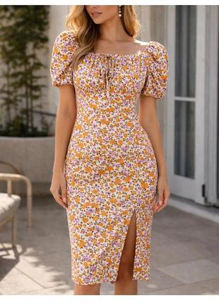 Zara, плаття, сукня, міді, в квіти, літнє
