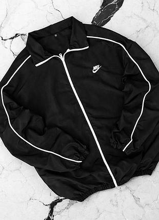 Ветровка nike черная весенняя, черная демисезонная куртка найк, стильная куртка весна-осень без капюшона