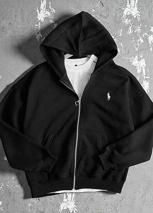 Зіп-худі polo ralph lauren чорне, олімпійка поло на весну, бавовняна кофта поло ральф лорен на замку якісна l