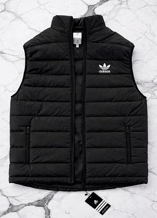 Жилетка adidas черная мужская, черный мужской жилет адидас на весну, черная качественная безрукавка адидас xxxl