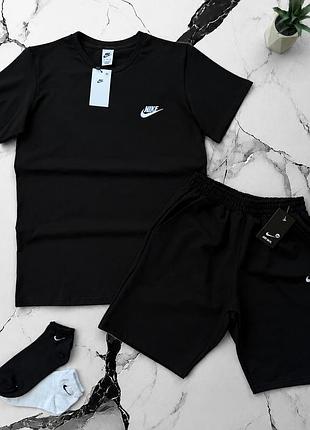 Набор спортивной одежды nike чёрный, комплект спортивной одежды футболка и шорты найк на лето, набор одежды nike для подростков. xl