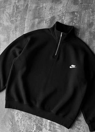 Світшот nike чорний на блискавці, чоловіча кофта найк полузамок, стильний полузамок nike чорний s
