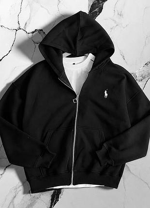 Молодіжна олімпійка ralph lauren для чоловіків на блискавці, кофта поло чорна з капюшоном оверсайз на кожен день xl