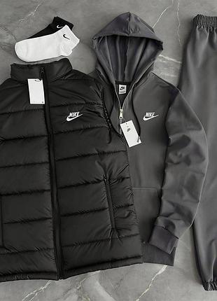 Спортивний костюм nike, комплект nike для чоловіків, костюм та жилетка nike весняна чоловіча