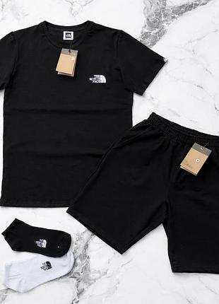 Спортивный комплект the north face черный, комплект спортивной одежды тнф на лето, комплект футболка и шорты tnf xl