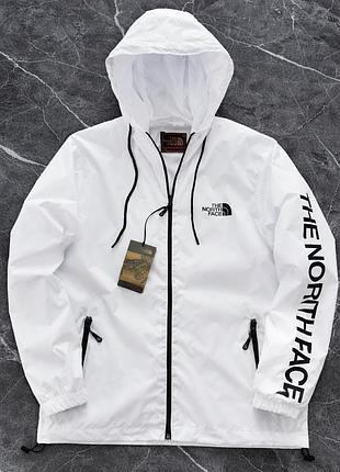 Вітровка the north face біла чоловіча, куртка tnf водонепроникна з капюшоном, вітровка тнф легка стильна для чоловіків xl