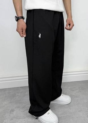 Спортивные штаны polo ralph lauren черные, широкие штаны поло качественные, штаны поло ральф лорен стильные молодежные