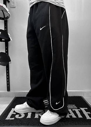 Спортивні штани nike чорні, штани прямі найк молодіжні, широкі штани nike на затяжках xl