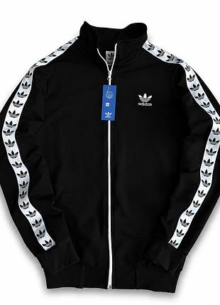 Zip hoodie adidas чорне якісне, зіп-худі адідас для чоловіків із лампасами, кофта на блискавці адідас легка на літо m