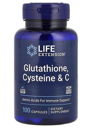 Глутатион, цистеин и витамин с, glutathione, cysteine & c, life extension, 100 капсул