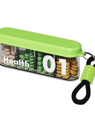 Органайзер для таблеток з ремінцем, health 01 portable pill organizer with lanyard, memosan, водонепроникний, з 4 відділеннями,