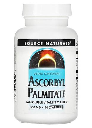 Аскорбил пальмитат, ascorbyl palmitate, source naturals, 500 мг, 90 капсул