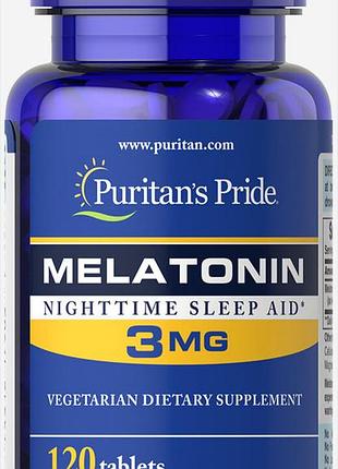 Мелатонин, melatonin, puritan's pride, 3 мг, 120 таблеток