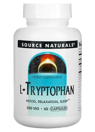 Триптофан, l-tryptophan, source naturals, 500 мг, 60 капсул