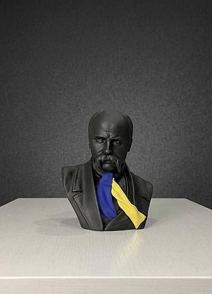 Декоративний бюст тараса григоровича шевченка з гіпсу ручної роботи 19 см — статуетка для дому, офісу та патріотичного інтер'єру
