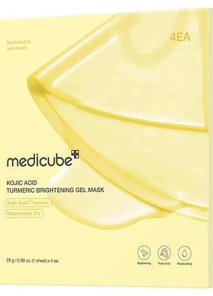 Осветляющая гидрогелевая маска с койевой кислотой и куркумой medicube kojic acid turmeric brightening gel mask, 4 шт