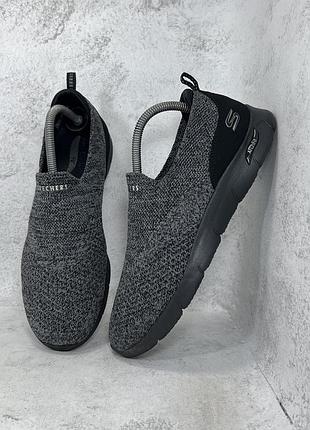 Сірі літні сліпони сіточка skechers slip-on