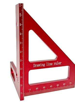 Треугольная линейка bautech из алюминиевого сплава 45°/90° красный