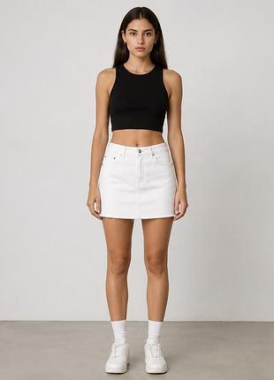 Спідниця жіноча h&m біла еластична джинсова спідниця 38