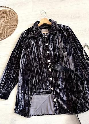 Бархатная рубашка в рубчик oversize
