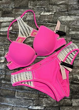 Новий купальник victoria's secret пуш ап 34b ( 75b) плавки s