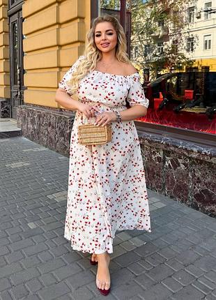Женское длинное пышное платье в цветочный принт, нежное платье макси
