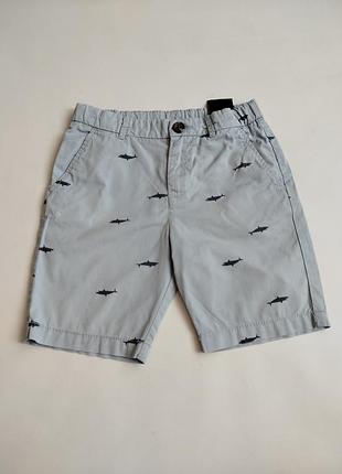H&m. тонкие шорты на утяжке с акулами 5-6 лет.