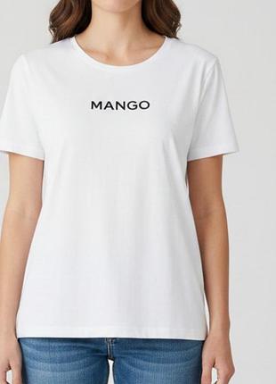 Футболка жіноча mango біла базова бавовняна