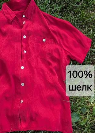 100% шелк, блузка, рубашка с рептильным принтом, л