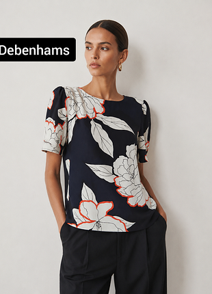 Блуза жіноча в квітковий принт з короткими рукавами від бренду debenhams s