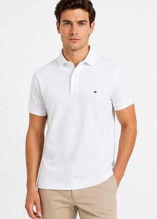Чоловіче поло tommy hilfiger regular fit біле розмір l