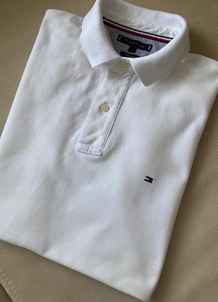 Чоловіче поло tommy hilfiger regular fit біле розмір l