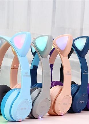 Беспроводные bluetooth наушники с ушками с led подсветкой p47